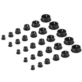 sourcing map Plastic Hole Plugs, 155Pcs 6 Sizes 5/6/8/10/13/25mm Flush Type Panel Snap in Knockout Locking Plugs for Furniture Panels, Black