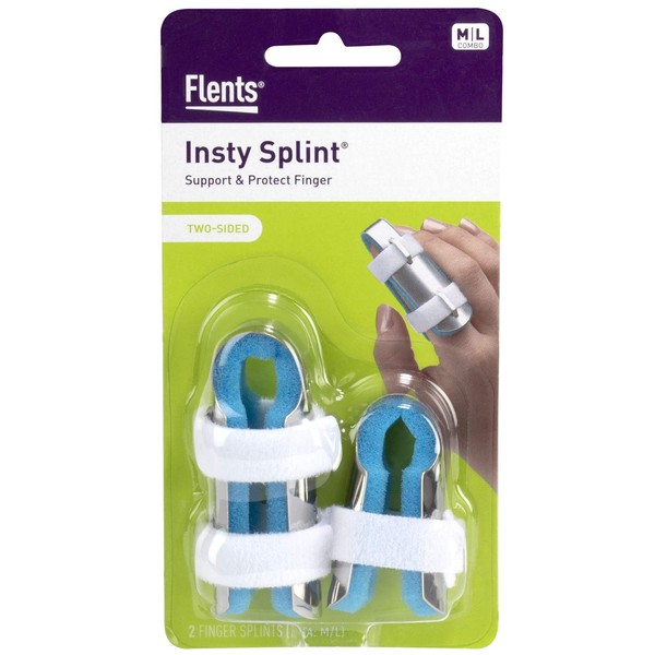 Flents Finger Splint, Two Sided Insty Splint, Medium and Large Value Pack, Supports & Protects Injured Finger