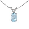 14k White Gold Oval Aquamarine Pendant with 18" Chain
