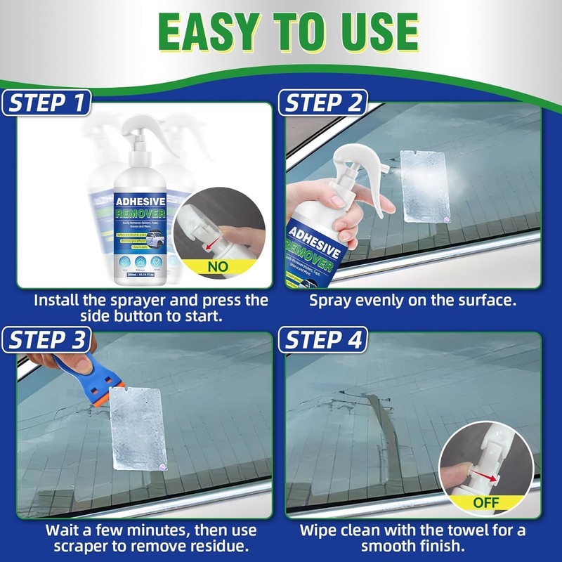 Adhesive Remover, Sticker Remover with Plastic Razor & Towel, 10.14oz