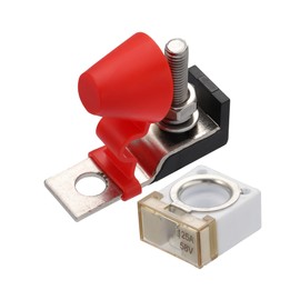 X AUTOHAUX 125A 58V Car Boat Terminal Fuse Block with 1 Fuse, Red Insulating Cap, Washers, Nut