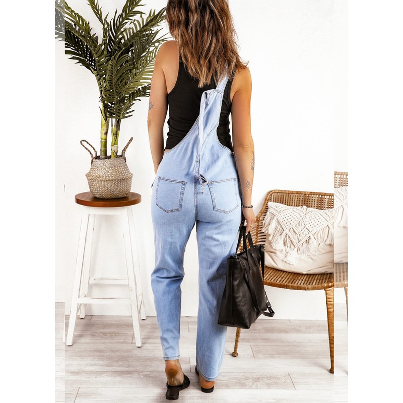 luvamia Women's Casual Adjustable Denim Bib Overalls Jeans Pants Fashion