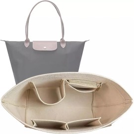 Lckaey 롱샴(작은) 짧은 손잡이 핸드백을 위한 Lckaey 지갑 정리함 삽입물 1012Beige-S [Large] Longchamp (Small) Short Handle Handbag Lckaey Wallet Organizer Insert 1012Beige-S [Large]