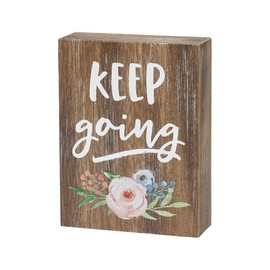Collins Painting Inspirational Wood Grain Mini Block Sign, 4" (Keep Going)