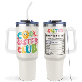 Ladyhold Sister Birthday Gifts, Big Sisters Gifts from Sis Mothers Day, Birthday Gift for Sisters Tumbler 40Oz with Handle and Straw, Best Soul Sister Ever Gift for Women Christmas