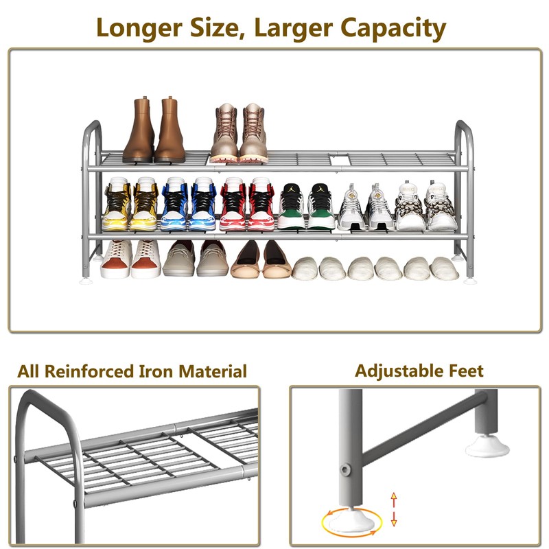 LINZINAR Shoe Rack 2 Tier Storage Organizer for Closet Entryway