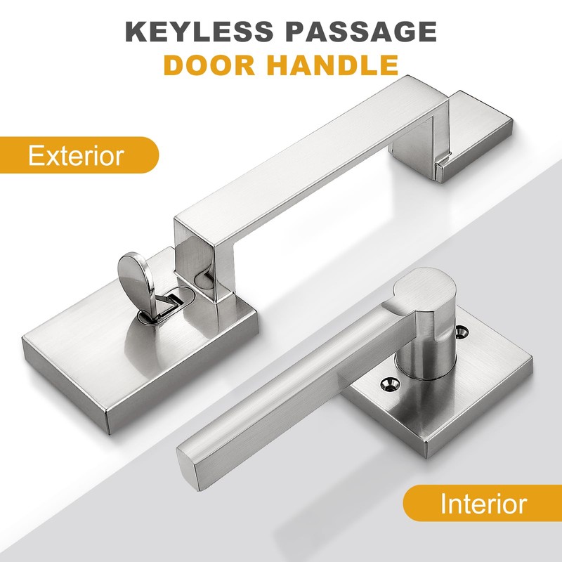 Probrico Heavy Duty Front Door Handleset, Modern Square Exterior Passage
