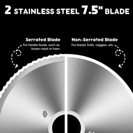 Meat Slicer, Techwood 150W Electric Slicer for Home Use with 2 Removable 7.5" Stainless Steel Blade, Deli Cheese Fruit Vegetable Bread Cutter with Adjustable Thickness, Easy to Clean, Silver