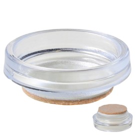 CASTOR CUPS FURNITURE FLOOR PROTECTOR GLIDES CLEAR + FELT PAD 60MM ( pack 4 )