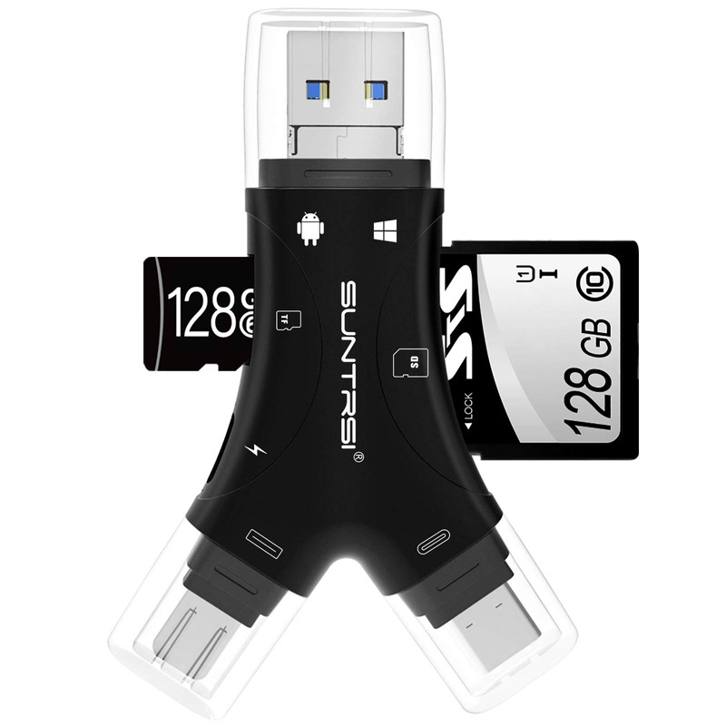 SD Card Reader for iPhone/ipad/Android/Mac/Computer/Camera,4 in1 Micro SD Card Reader