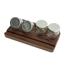 Yushen Upgrade Wooden Tilting Calligraphy Pen Holder with Empty Glass Ink Bottle Container, Calligraphy Oblique Nib Holder Stand Base Set Desktop Tabel Decoration