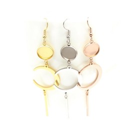 SAUNUCHI 10pcs Stainless Steel 12mm Round Cabochons Earring Blank Bezel Trays Moon Shaped Mirror Polishing Earring Base Settings for Women's Jewelry DIY Making Findings