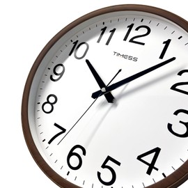 TIMESS Wall Clock, Classic Wood Style Finish, 13 Inch Non-Ticking Silent Battery Operated Analog Clock, Ideal Retro Decor for Home, Bedroom, Living Room, Kitchen, Bathroom, Office(Wood Brown)