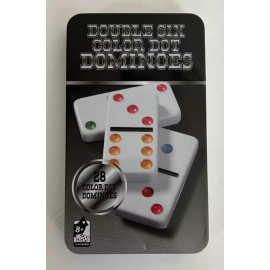 Cardinal New Double Six Color Dot Dominoes In Collectors Tin Box Black