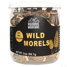 VIGOROUS MOUNTAINS Premium Dried Wild Morel Mushrooms, Wild Harvested, 2oz Earthy Flavor & Rich Umami-Perfect for Gourmet Cooking, Soups, Pasta & Risotto (56.7g)