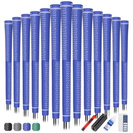 Gowolf Golf Grips 4 Zones Dual-Layer Cotton Wire Grip for Supreme Comfort & Control-Golf Club Grips Replacement for Regripping Wedges Drivers Irons Woods Hybrids, with Full Kits (Midsize,Blue)