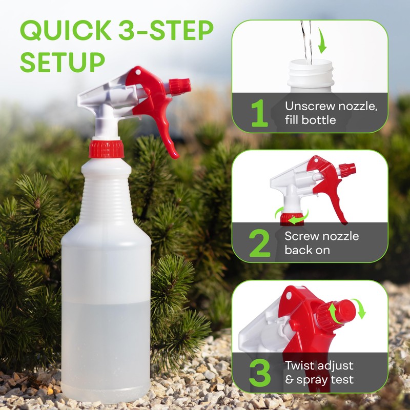 BRIGHTFROM 32 OZ Empty Plastic Spray Bottle, Heavy Duty with