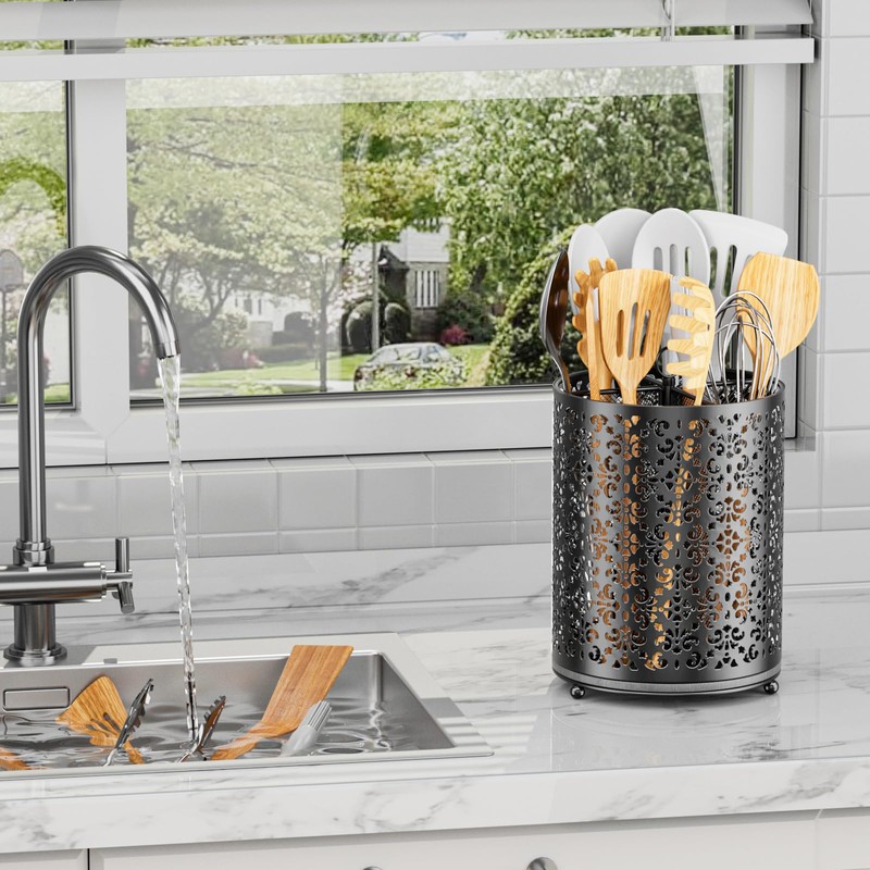 YIUKEA 360° Rotating Utensil Holder - Extra Large Cooking Utensils