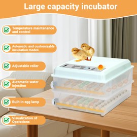 120 Eggs Incubator with Auto Egg Turning & Humidity Detection, 5 Modes Poultry Hatcher for Chicken Duck Goose Birds Pigeon, Dual Power 110V/12V, Built-in Candler & Gravity Water System