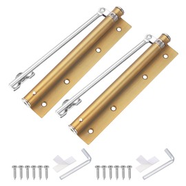 sourcing map 2 Pcs 195mm/7.68" Spring Door Closer, Stainless Steel Automatic Door Closers with Adjustable Closing Speed for Home Self-Closing 5kg Door, Brass