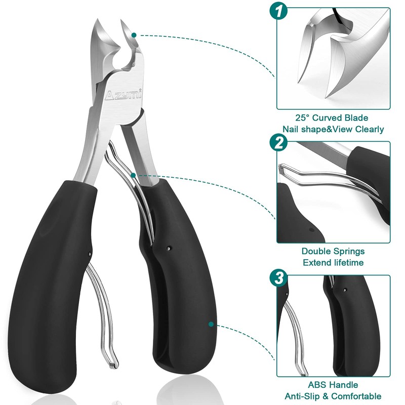 Azymi Toenail Clippers, Ingrown Toenail Clippers for Thick Nails for