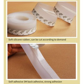5M / 16Ft Sello De Puerta Con Burletes, WinCheers Cinta Adhesiva De Sellado Inferior De Tira De Puerta Para Puertas, Ventanas Y Espacios De Vidrio De Ducha (45mm) (Blanco)