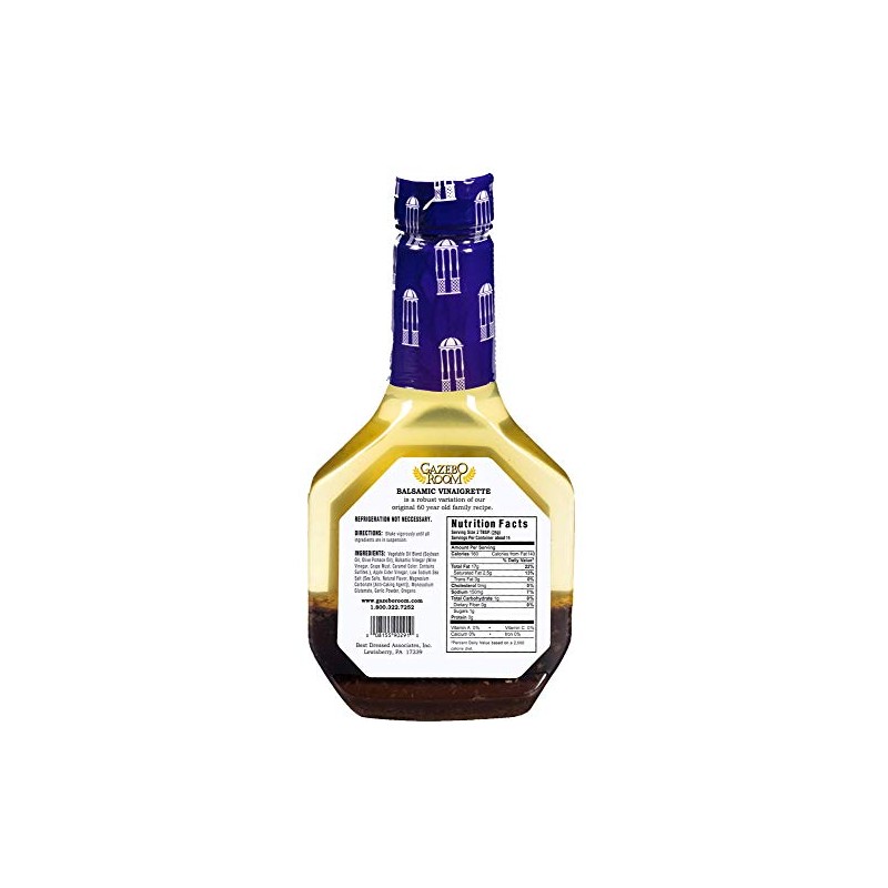 Gazebo Room Balsamic Vinaigrette Salad Dressing and Marinade 16 Oz