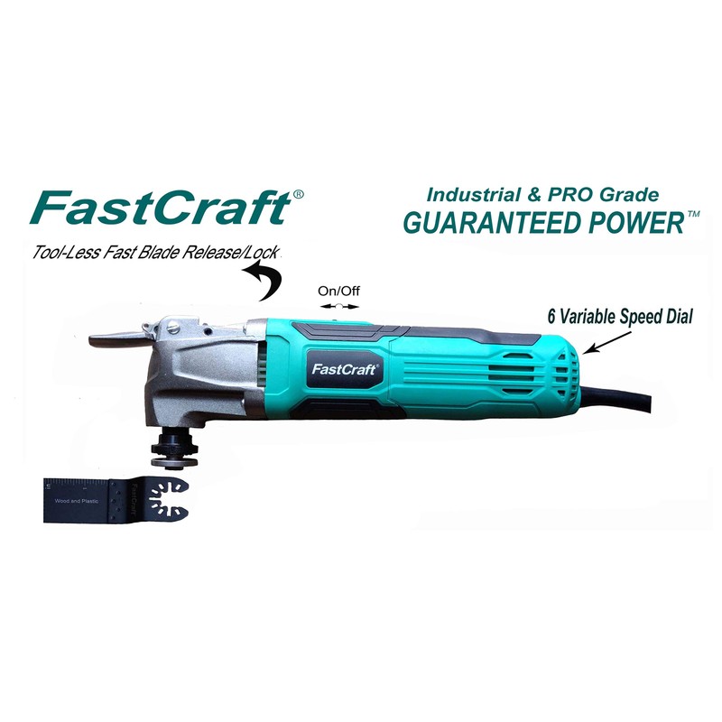 FastCraft Oscillating Tool w 3pc Saw Blades - 5.0A PEAK