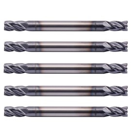 BestParts 5pcs 1/8" Solid Carbide Square End Mills - Double End - AlTiN Coated, 4 Flute, 35 Degree Helix, 1/8" Cutting Diameter, 1/8 inch Shank Diameter, 1/4" Length of Cut, 1-1/2" Overall Length