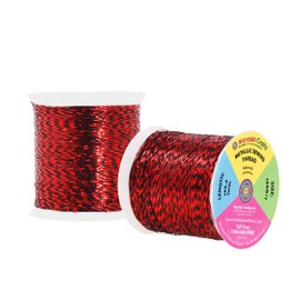 Mandala Crafts Juego de hilos de bordado metálicos rojos – Hilo metálico rojo para máquina de coser y coser decorativo a mano – 218 yardas 200 m hilo rojo para trabajos de aguja de bordado
