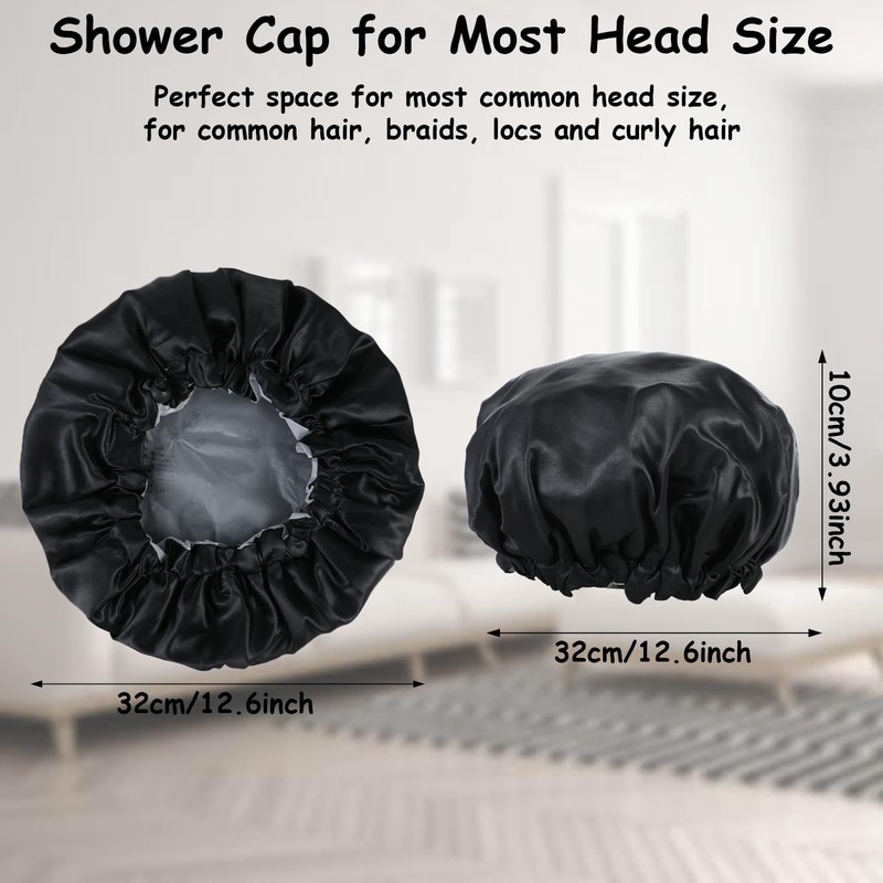 Double Layer Satin Bonnet for Men, Waterproof Bath Shower Cap