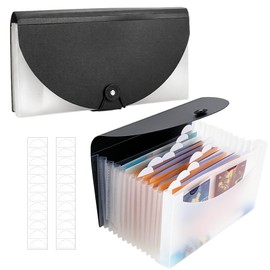 NOELAMOUR Receipt File 13 Pockets Small Document Case Accordion Style Receipt Document Storage Organizer Waterproof Portable Mini File Case (Set of 2)