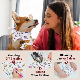 Supet DIY Dog Birthday Bandanas with Permanent Marker, Washable Dog Scarf for Large Medium Small Dogs, Dog Birthday Gifts for Boy and Girl, Dog Party Supplies