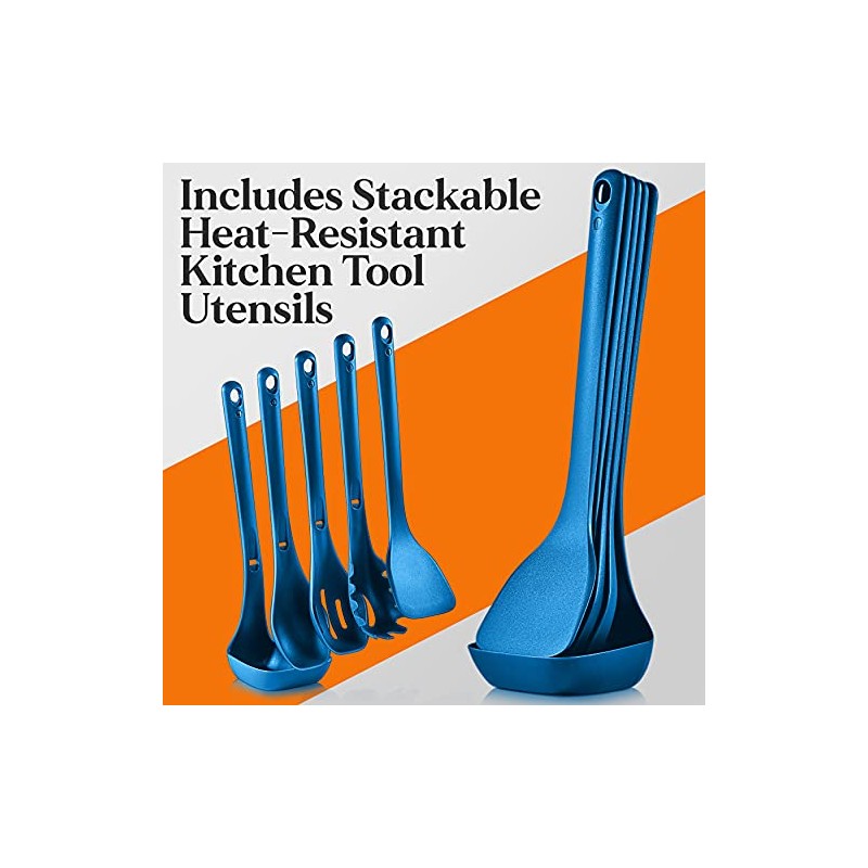 NutriChef Kitchen Cooking Utensils Set - Includes Solid Spatula, Pasta