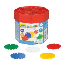 Lena 35946 - Plug-in game Rondi 45 in construction box, 55 parts in various colors, approx. 45 mm, construction and construction toy with Rondi plug-in elements, play set with potted flowers for children from 2 years