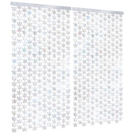 2 Pack 3.3x6.6ft Laser Silver Butterfly Wing Foil Fringe Curtains - Sparkling Tinsel Backdrop for Garden Party Decorations, Spring Picnic, Flower Festivals, Wedding Celebration, or Holiday Décor