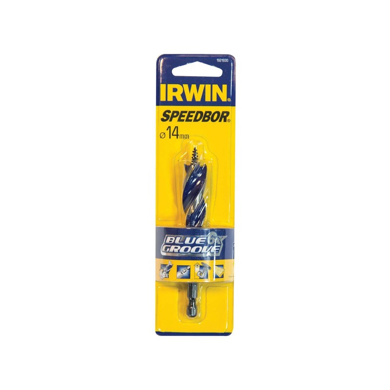 IRWIN 1921930 6X Blue Groove Stubby Wood Bit 14 mm