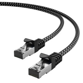 Lumonic CAT7 Patchkabel S/FTP 1,5m | RJ45 | Schwarz Weiß Premium Nylon Optik | Ethernet LAN | Netzwerkkabel