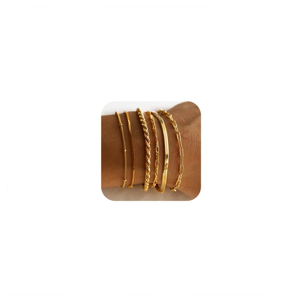 DEARMAY Gold Bracelets for Women 14K Real Gold Plated Jewelry