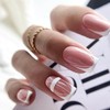 24PCS Press On French Nails Kit - Geometric Fake Nails,