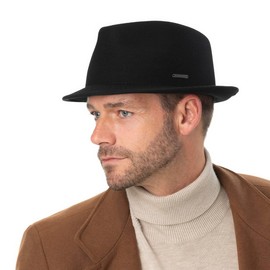Stetson Leola Trilby Wool Hat Wool Felt Hat Wool Trilby Felt Trilby Men's Spring Summer Autumn Winter, black