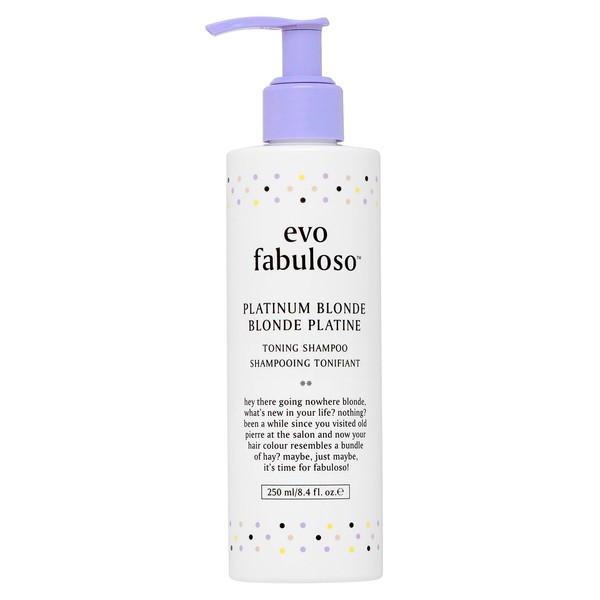 EVO Fabuloso - Platinum Blonde Toning Shampoo - Refreshes and revives colored hair - Purple Shampoo to Extended Life of Color - Treated Blonde Hair - 250ml / 8.4oz