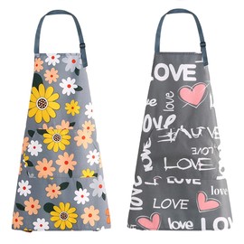 YZDZSW Cooking Apron, Pack of 2 Kitchen Aprons for Women, Cooking Apron with 2 Pockets, Adjustable Kitchen Apron for Men and Women, Kitchen, Restaurant, Cafe, Colour.