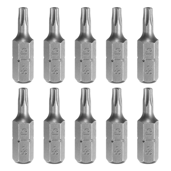 sourcing map 10pcs T15 Torx Screwdriver Bit 1/4" Hex Shank