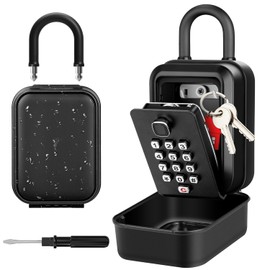 TEUEN Portable Key Lock Box, Waterproof Sturdy Lock Box for Keys with Code, Hide a Key Outside, 12-Digit Combination Lockbox Resettable Code Key Safe for Home, Office, Apartment, Warehouse