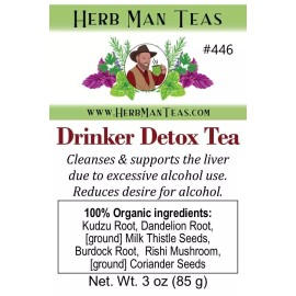 HERB MAN TEAS DRINKERS DETOX TEA - Detoxes the liver and reduces alcohol cravings.