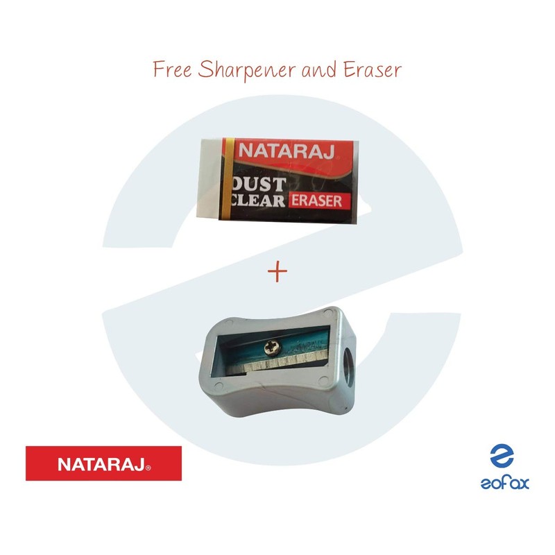 Nataraj Fluro Prints - 10 Wooden Pencils Eraser Sharpener -