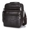 Business Shoulder Bag Black Cowhide Metal Zippers Large Capacity Business