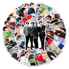 Kpop BTS Stickers for Laptop (50 Pieces), Gift for Children, Teens, Adults, Boys, Kpop Boygrou Stickers, Waterproof Vinyl Stickers for Scrapbooking, Skateboard, Car, Luggage