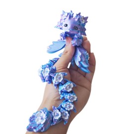 3D Printed Axolotl Fidget, Big 3 d Print Flower Axolotls Dragon with Flexible Wings, 12 inch Wiggly Hand-Paint Articulated Large Creatures DeepPink